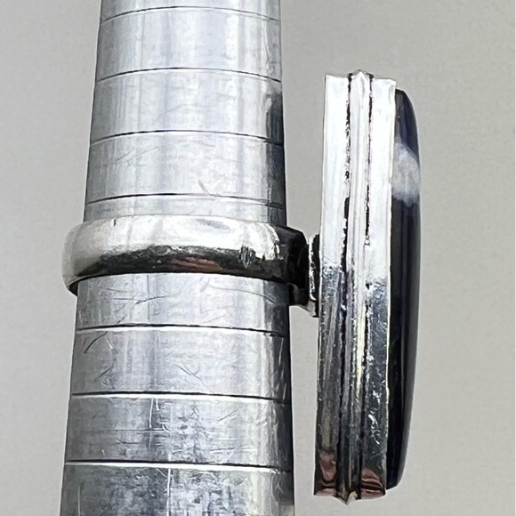 New Blue Sodalite Stone Silver Overlay Ring Size 6.75 - Picture 6 of 8